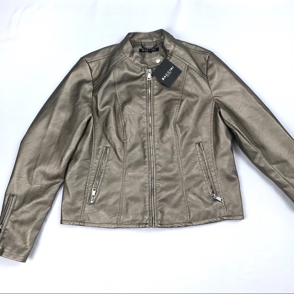 Baccini Jackets & Blazers - Baccini Women’s Bronze Faux Leather Jacket Size PL